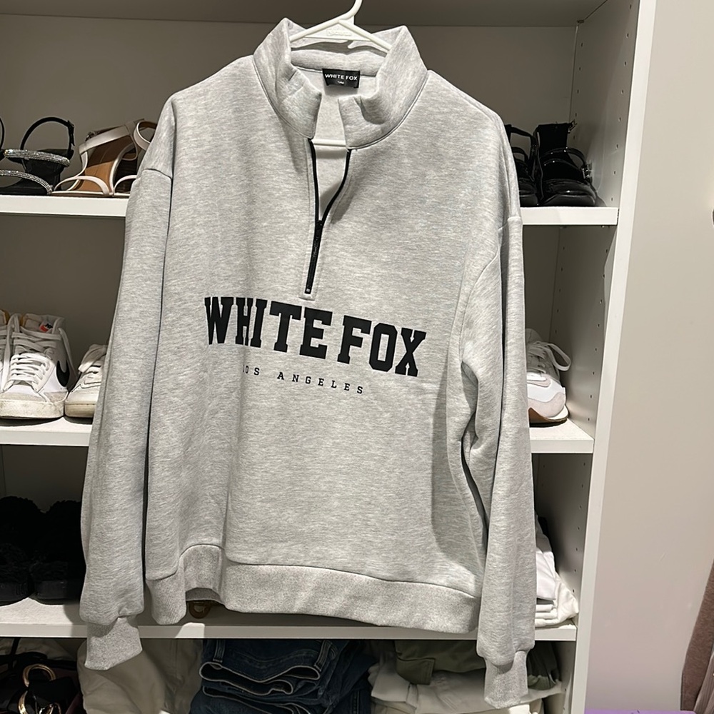 White Fox Half Zip Sweater